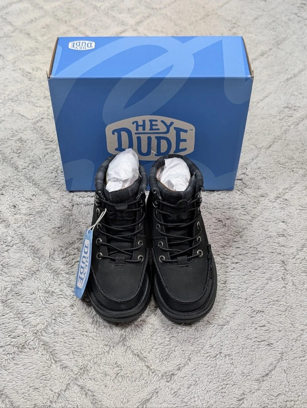 Hey Dude Bradley Classic Boot Boys Youth Size 12 Black 42139001 NEW WITH BOX.